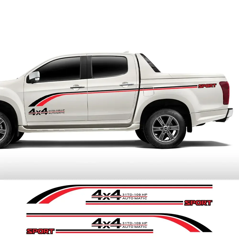 Pickup Door Side Decals For Isuzu D Max Dmax D-Max Car Stickers Truck Waist Line Vinyl Film Custom Decor Cover Auto Accessories