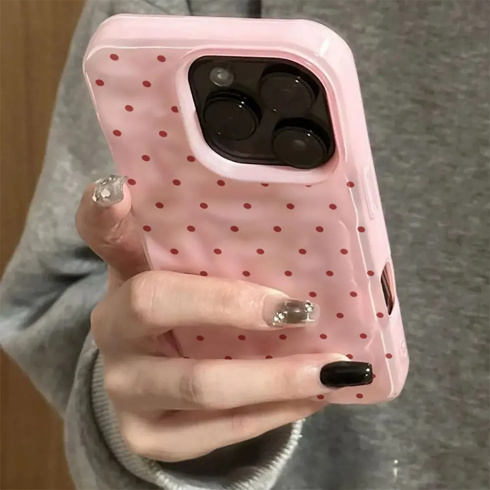 Koreanische Einfache Einfarbige Polka-Dot-Handyhülle für iPhone 17 Air 16 15 14 13 Plus 12 11 17 Pro Max Stoßfeste Schutzhülle – Detail 13