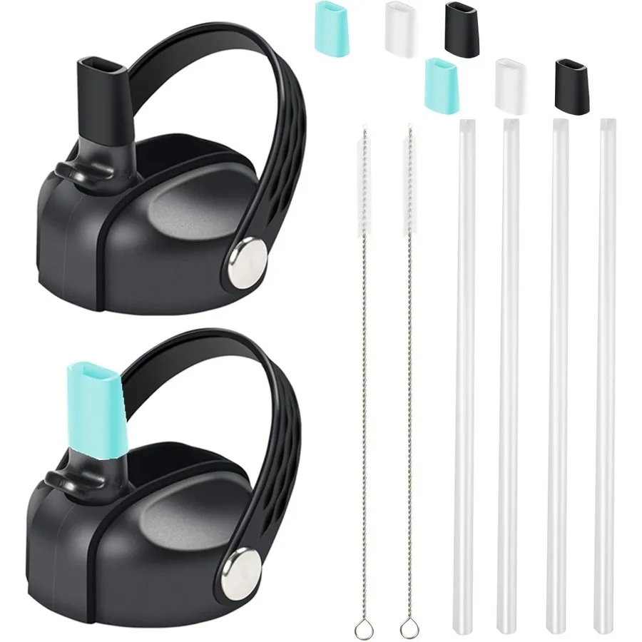 

Соломенная крышка с широким горлышком, герметичная гибкая спортивная крышка для бутылок 12, 16, 18, 20, 32, 40, 64 унции, сменные аксессуары с чистящей щеткой