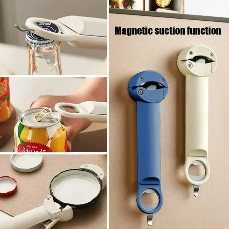 Multifunctional Bottle Opener Stainless Steel Lid Opener Diam 2.5-9.5cm Adjustable WineBeer Can Opener Kitchen Tools