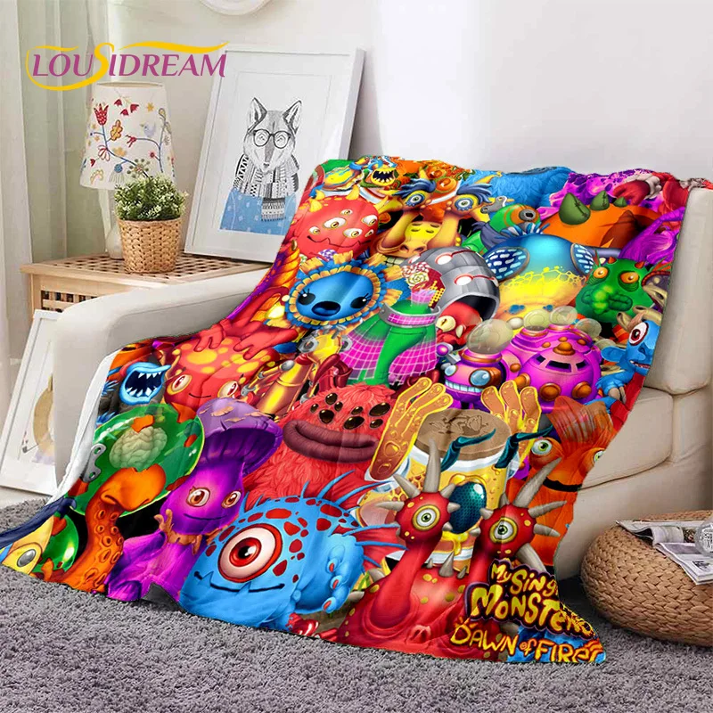 Game My Singing Monsters Cartoon Soft Blankets,Keep Warm Throw Blanket Comfortable Blanket for Picnic Beds Sofa Home Bedroom Kid