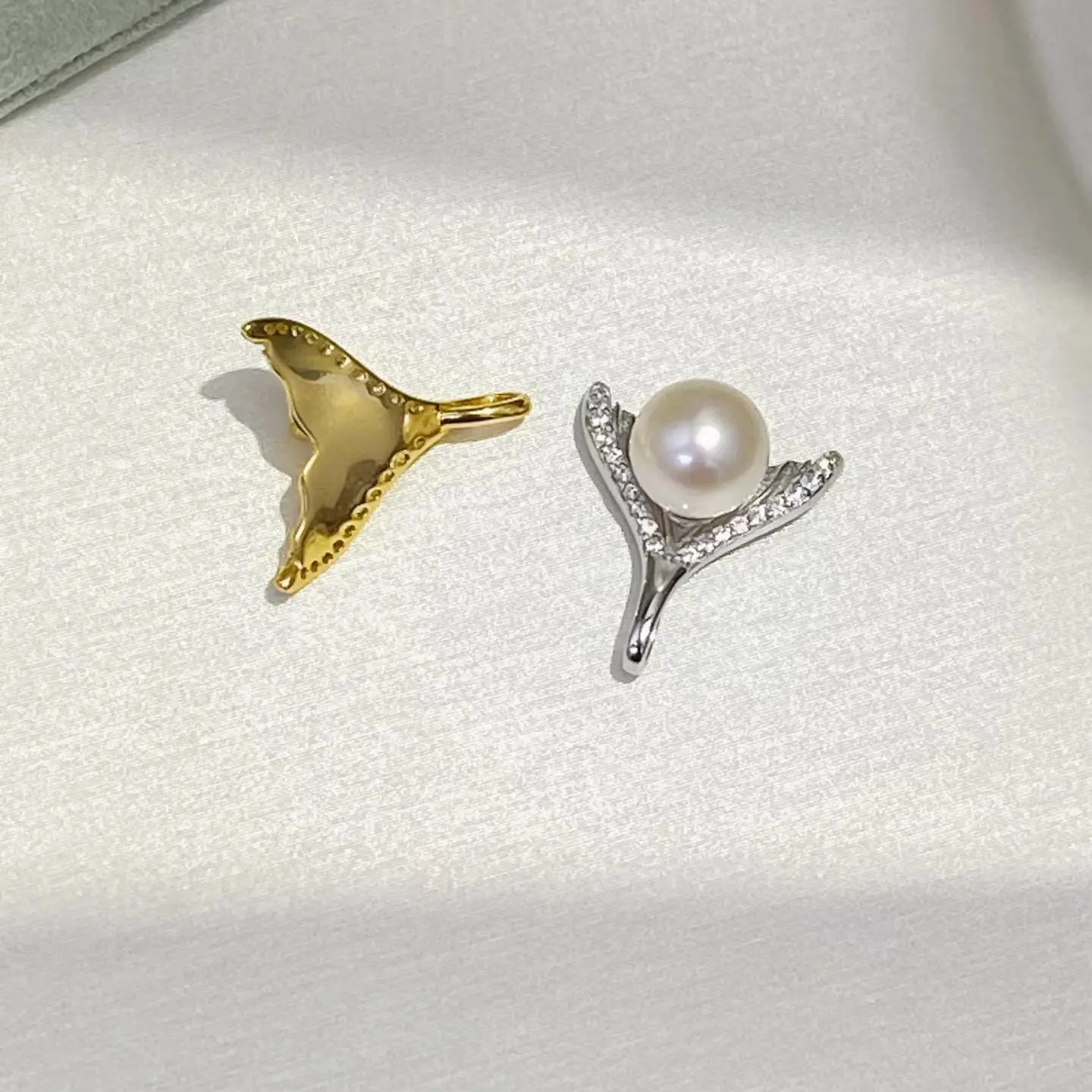 Wholesale S925 Sterling Silver Pendant Mount Base Mountings Findings Parts Fittings Accessories for 4-5mm Pearls 10pcs/lot