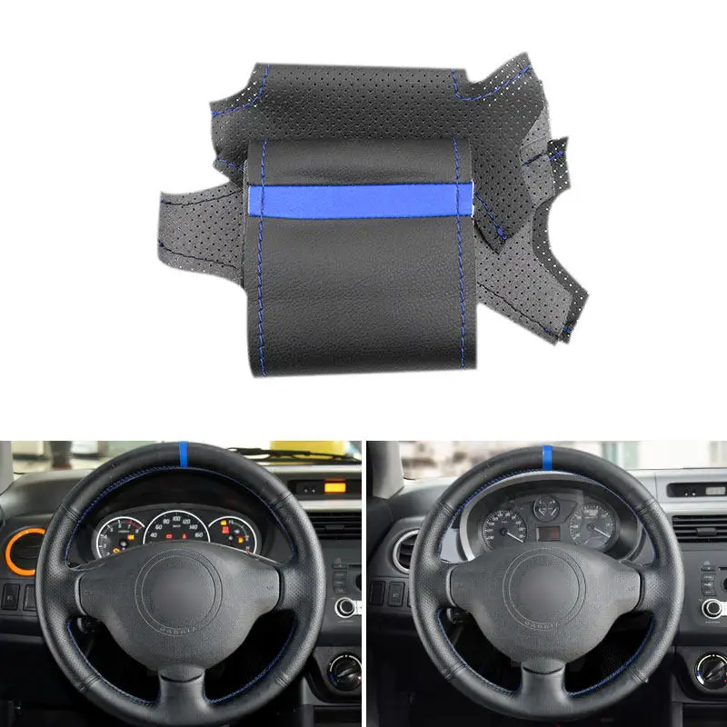 Car Steering Wheel Cover Leather Trim For Peugeot 207 Expert Partner For Citroen Berlingo Jumpy 2009-2016 blue line blue strip