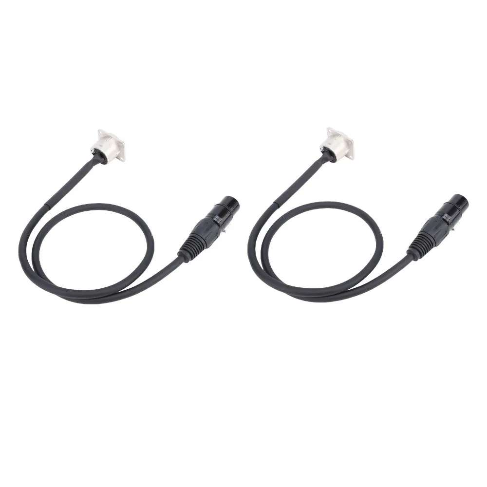 2PCS Professional 3 Pin XLR Pass Through Cables D Type 2FT Male Panel Mount to Female Connector XLR Cable Stage Box