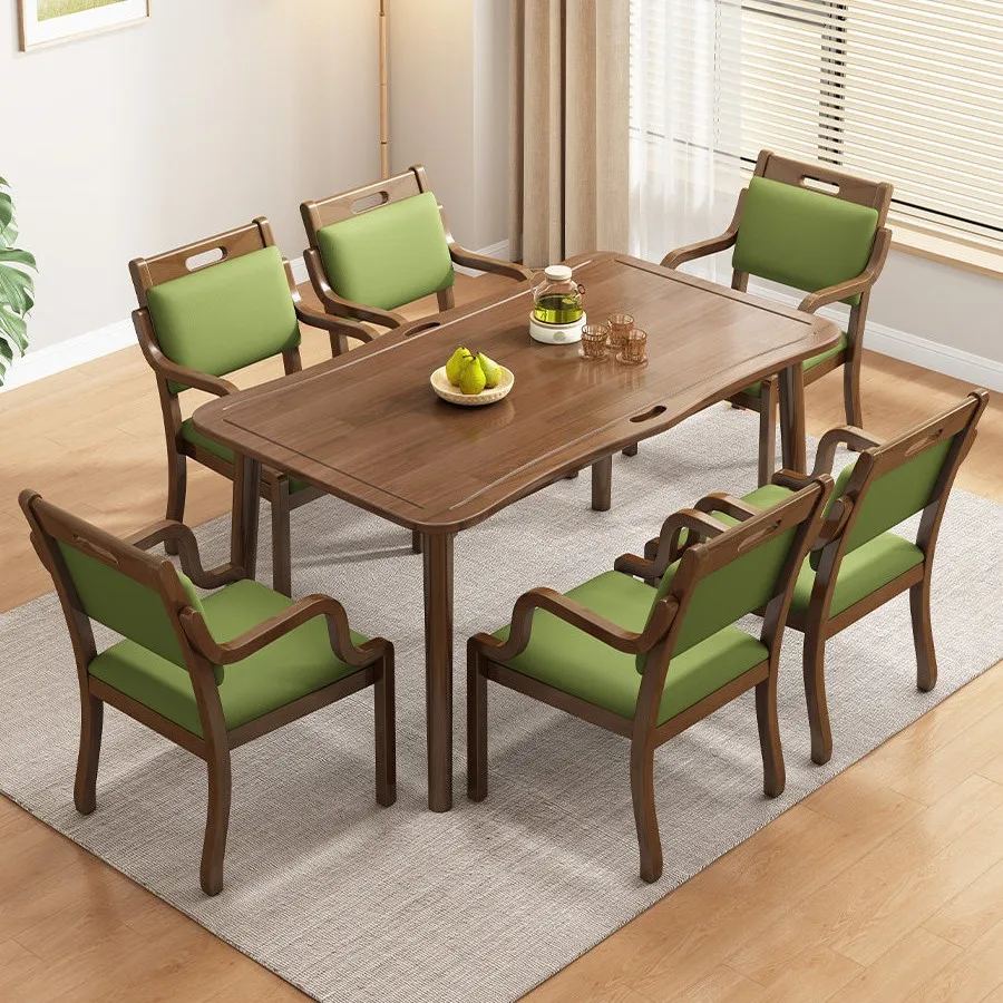 All solid wood dining table and chair combination dining table and chair for the elderly in nursing homes