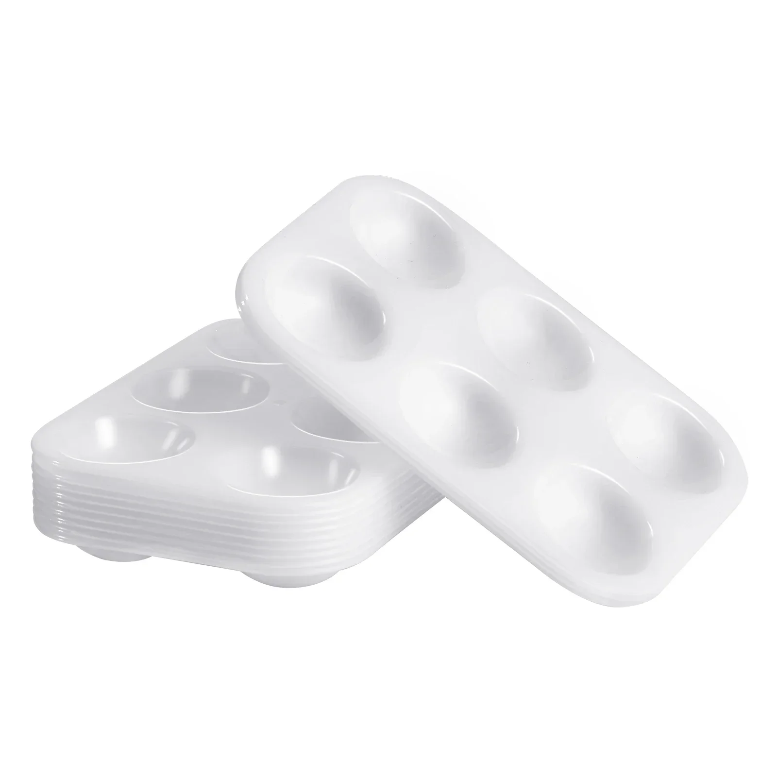 6-gaats kunststof rechthoekig kunstschilderij kleurenmengpalet, wit met verdikte randen