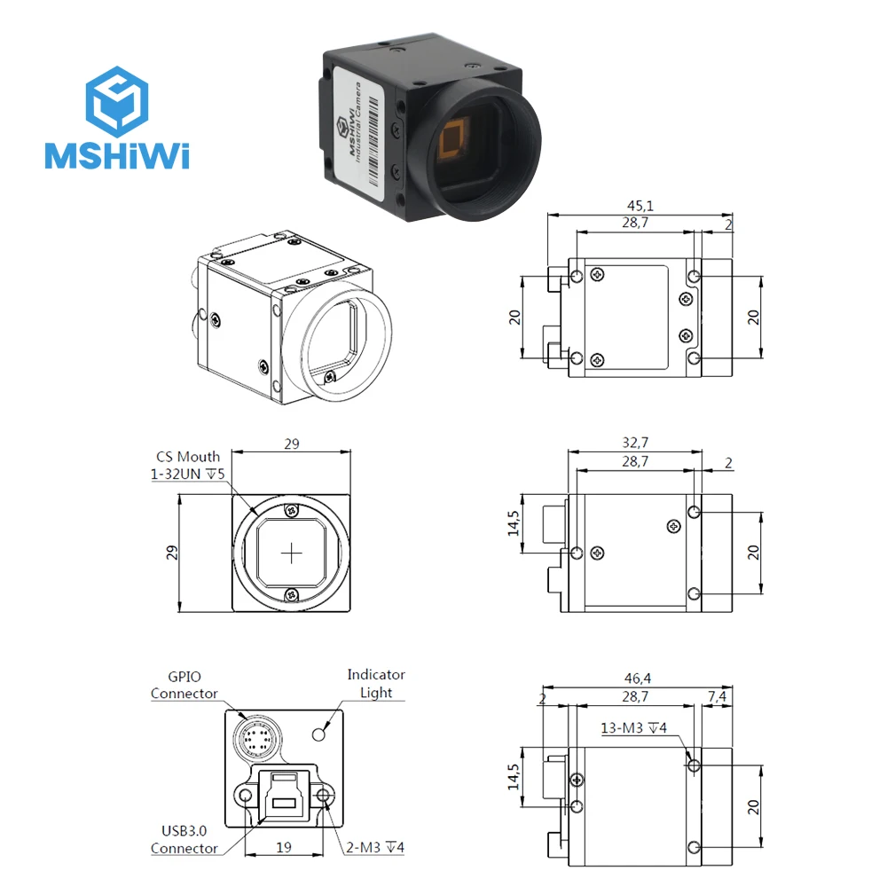 Imagem -04 - Usb 3.0 Câmeras de Visão de Máquina Industrial 4.0mp Mono Cmos 2048*2048 @ 88fps Câmera Global do Obturador Visão Inspeção Automação