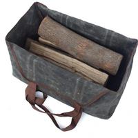 Sturdy Waxed Canvas Firewood Log Carrier, Durable Firepalce Wood Bag with Handles and Shoulder Straps for Convenient Carrying