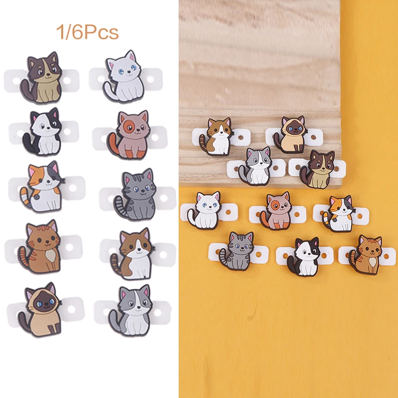 1/6Pcs Tennis Racket Shock Absorbers Cute Cartoon Various Cat Tennis Damper Silicone Absorber Reduce Racquet Vibration Dampeners