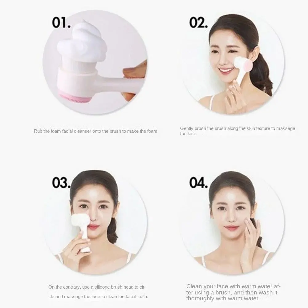 Pore Cleaner Exfoliator Face Washing Brush Portable Manual 3D Double Sid Facial Cleansing Brushes Face Brush Face