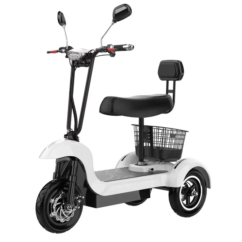 350W Brushless Motor Electric Scooter 3 Wheel 12Ah Lithium Battery 10 Inch Tire LED Light Front Brake Waterproof Sensor