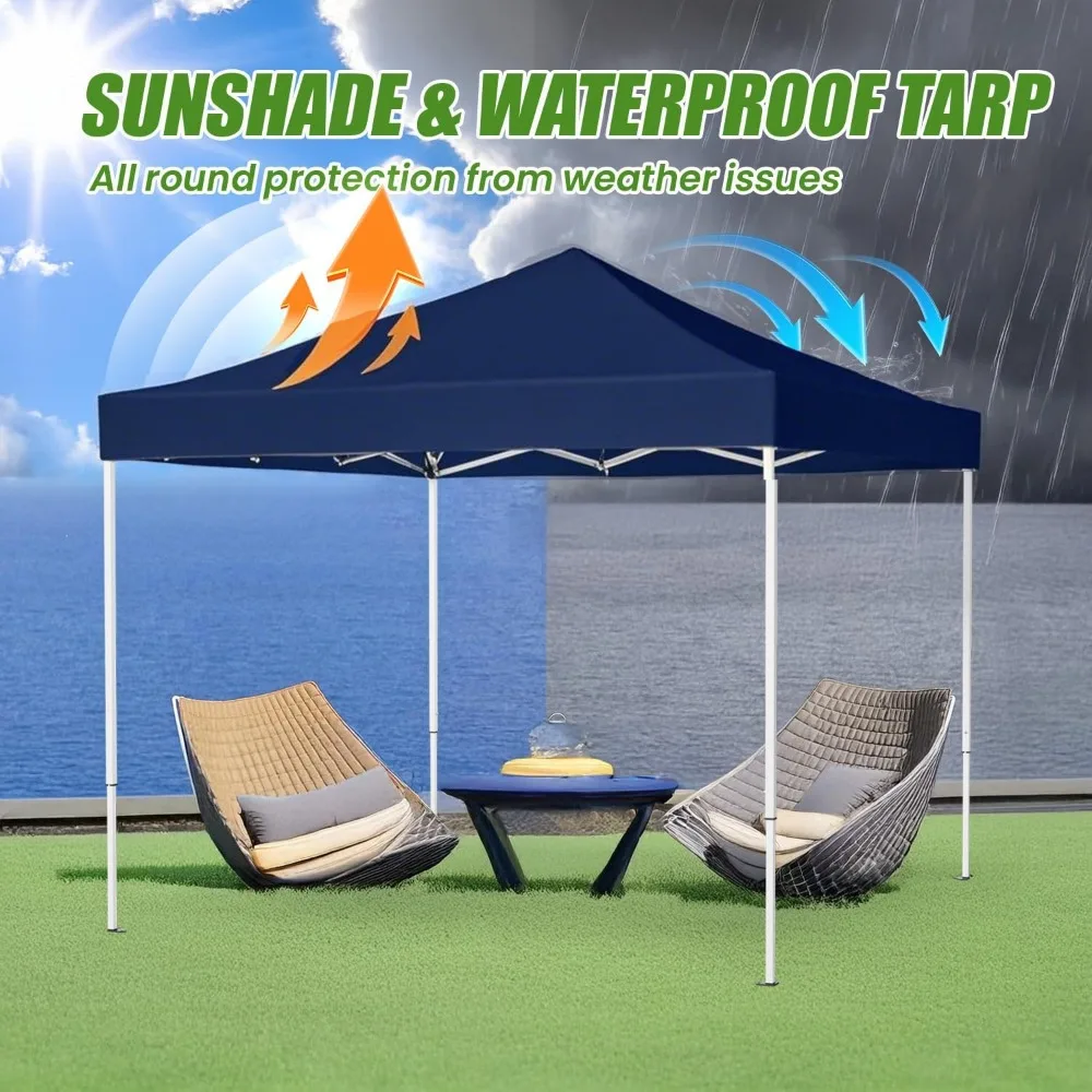 خيمة بمظلة منبثقة مقاس 10 × 10 شديدة التحمل مع حقيبة حمل للمأوى الشمسي في الهواء الطلق، مثالية للحفلات والمناسبات والتخييم