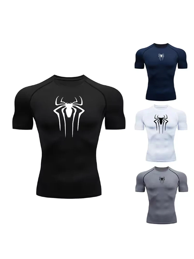 2026 Compression t-shirt hommes à manches courtes Sport t-shirts Fitness course vêtements de Sport hommes gymnastique élastique séchage rapide Jogging t-shirts hauts