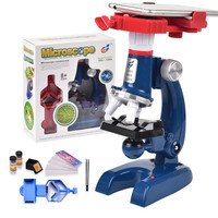 Microscope Kit LED 100X 400X 1200X Lab Microscope Home School Science Educational Toy Gift Biological Microscope for Children