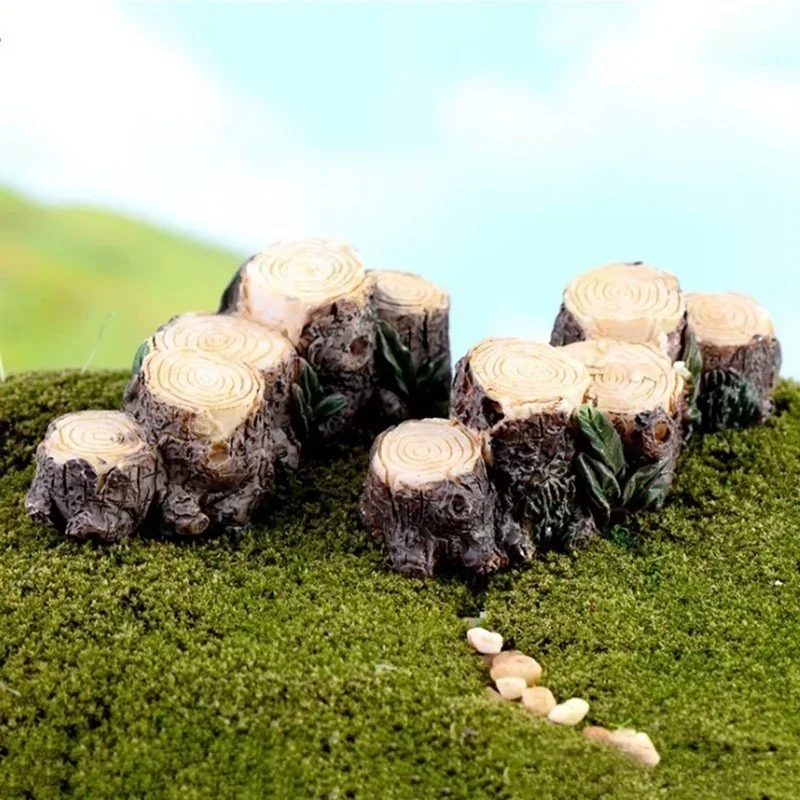 1pcs Model Tree Stump Bridge DIY Mini Resin Fairy Tale Garden Dollhouse Aquarium Succulent Animal Miniature Landscape Decoration