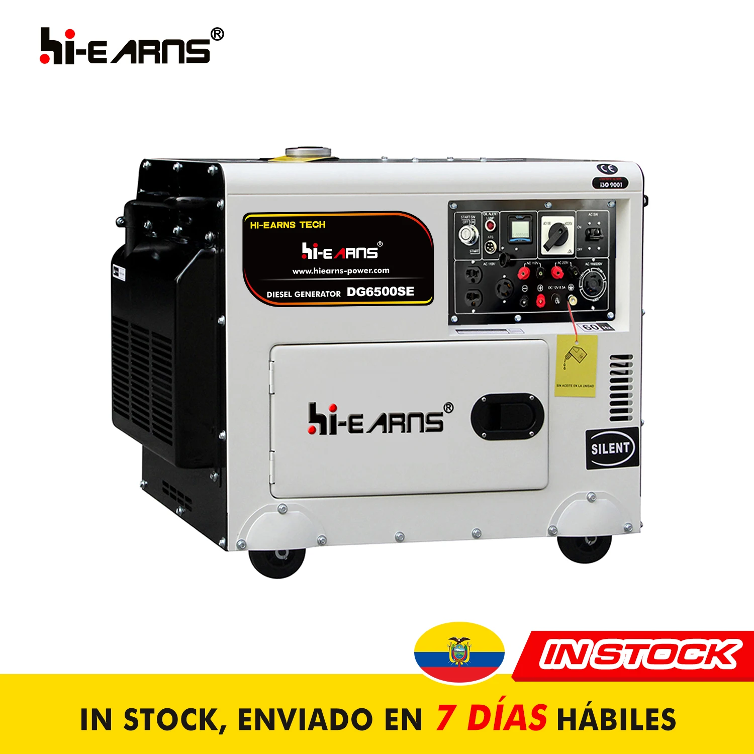 hiearns 8KW 10KVA die·sel generator 110/220V 240v 60hz silent portable with wheels home use