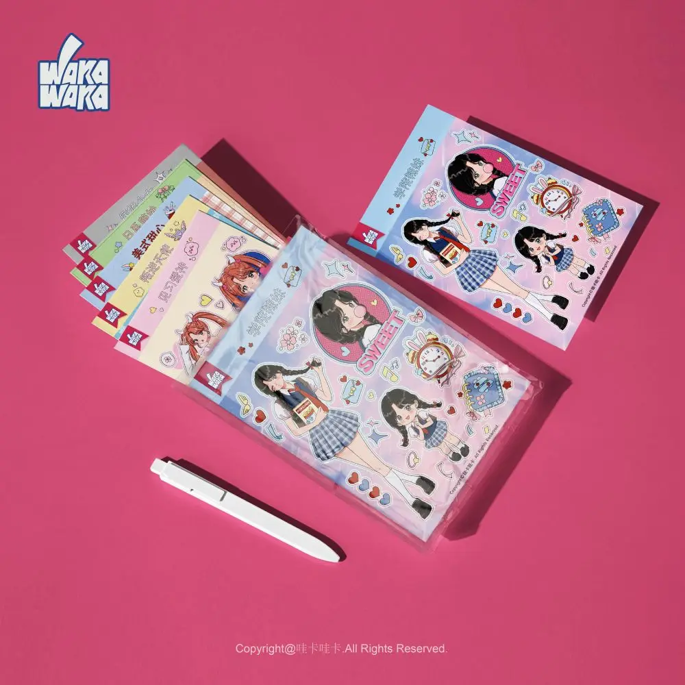 WAKAWAKA 스파클링 시리즈 애니메이션 캐릭터 스티커 세트, DIY 장식 스티커, 플래너 스크랩북 일기 앨범