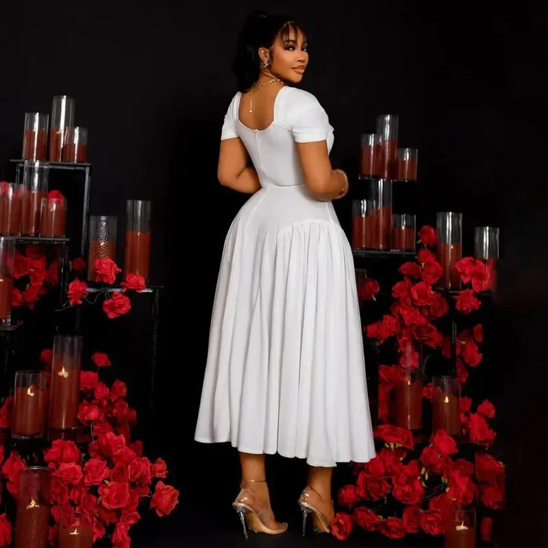 فساتين إفريقية للنساء أنيقة من البوليستر 2025 موضة إسلامية جديدة عبايات Dashiki رداء قفطان ميدي فستان تركي أفريقيا