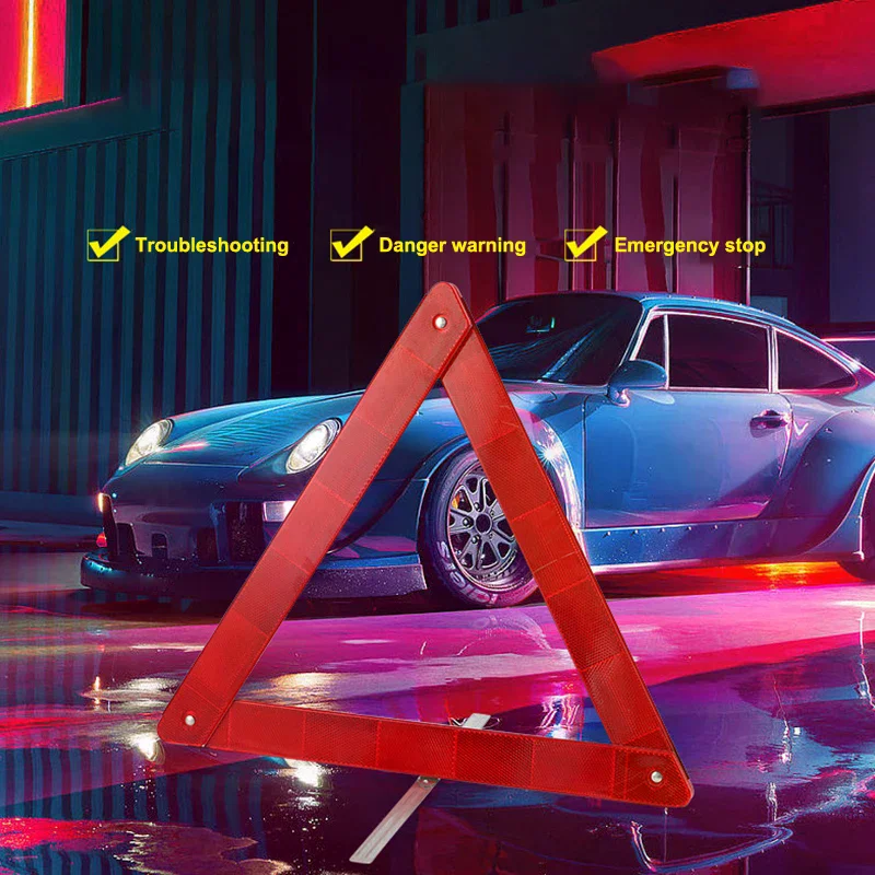 2Pcs Car Tripod Folded Stop Sign Reflector Emergency Breakdown Warning Tool Triangle Reflective Safety Hazard Car Accessories