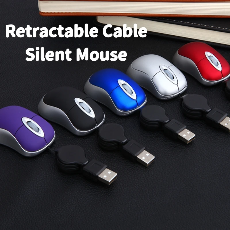 

Portable Wired USB Retractable Cable Gaming Silent Mouse Ergonomic Optical Mice Office Home Computer Mause For PC Tablet Laptop