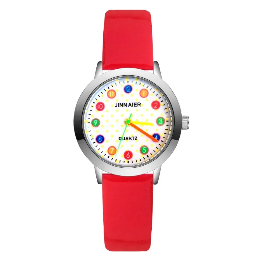 Fashion Cartoon Rainbow Children\'s Kids Student Girls Boys Quartz Leather Nylon Strap Brand Watch Factory Wholesale