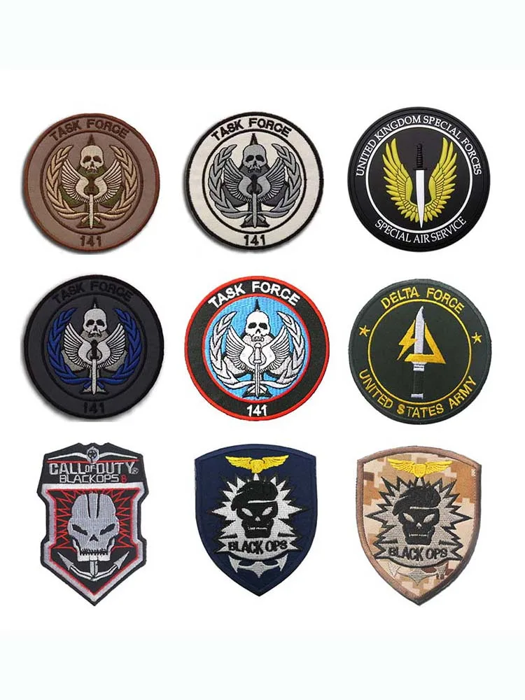 Geistergesichtsmaske, Totenkopf, Task Force 141, Taktisches Emblem, Kleidungsapplikation, Stickerei-Patch, Militärrucksack-Armband, Moral-Abzeichen – Detail 7