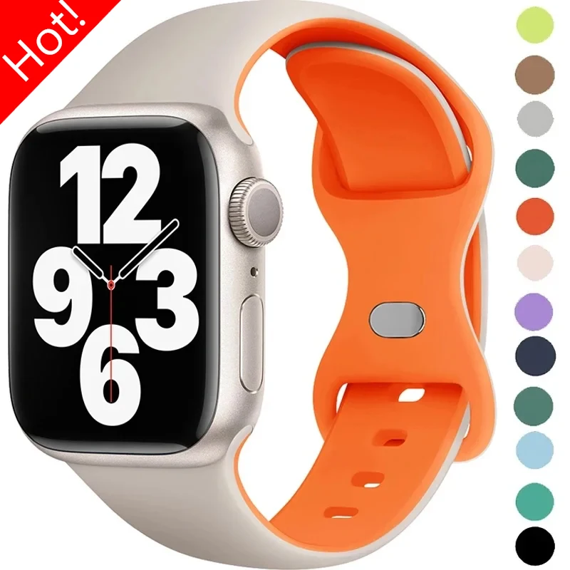 

Strap for Apple Watch Ultra 2 Band 44mm 41mm 45mm 40mm 49mm 42mm 38mm 44 Mm Silicone Sport Bracelet IWatch Series 9 8 7 SE 6 5 4