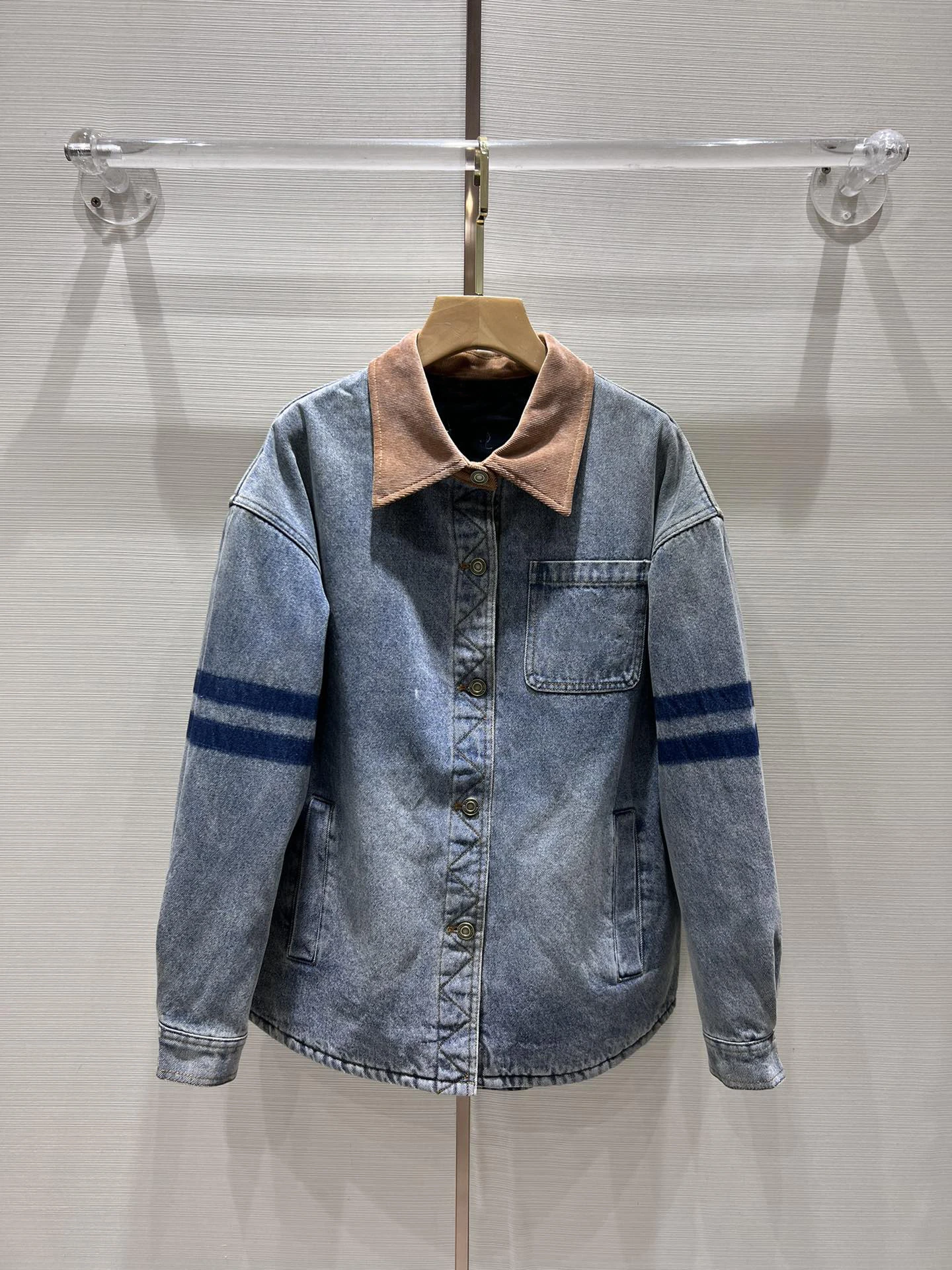 

EVACANDIS Autumn Winter Women Denim Coat High Quality Printing Lining Casual Chic Tops Luxury New Embroidery Letters Hit Color