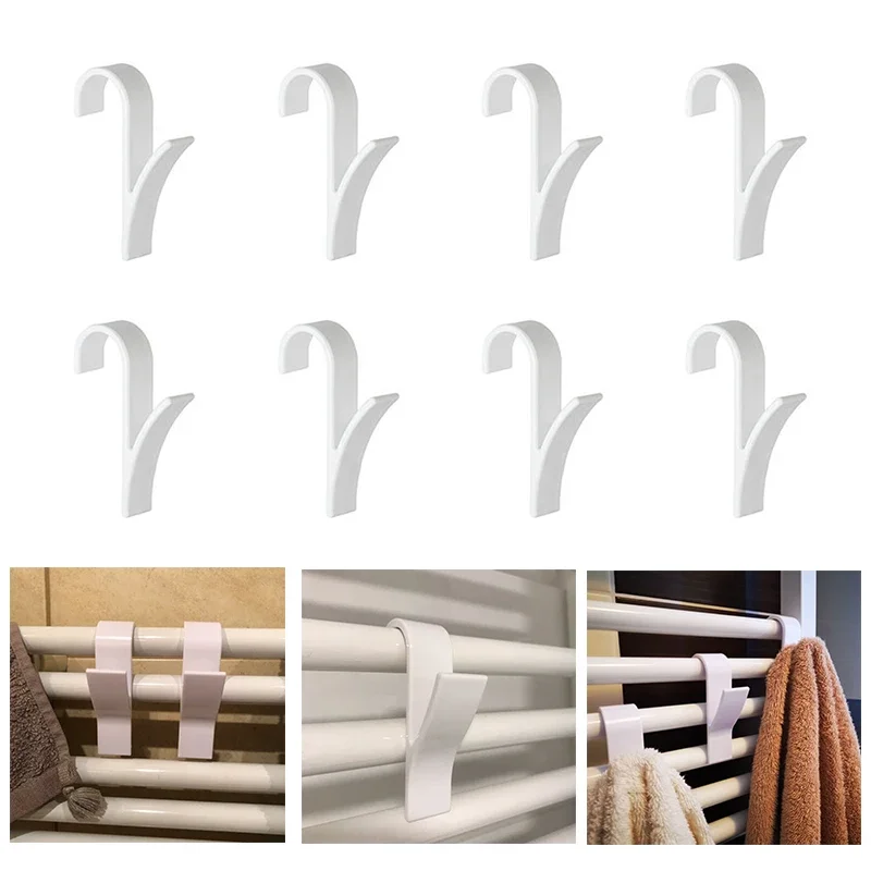 2pcs High Quality Hanger For Heated Towel Radiator Rail Bath Hook Holder Clothes Hanger Percha Plegable Scarf Hanger white