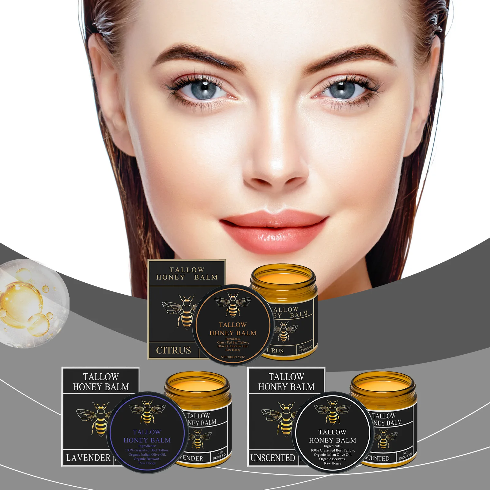 Tallow and Honey Balm Long Lasting Moisturizing Skin Firming Deep Nourishing Non-greasy Tallow Honey Balm for Dark Spots Removal