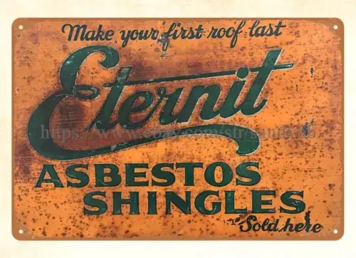 ETERNIT ASBESTOS SHINGLESs metal tin sign interior design living room sign