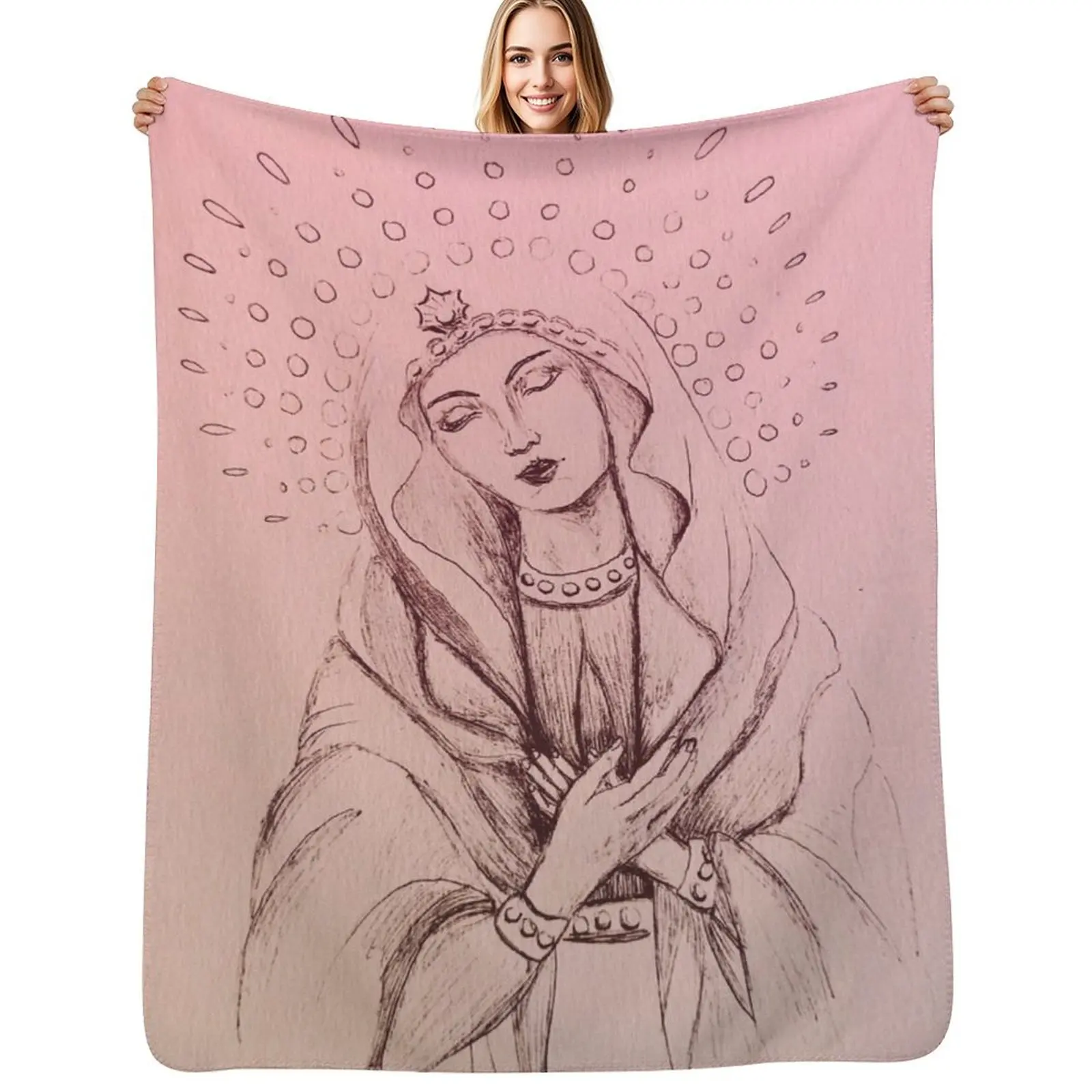 

Mother Mary Heart in Pink Throw Blanket Sofa Throw Bed covers Heavy heavy to sleep Blankets