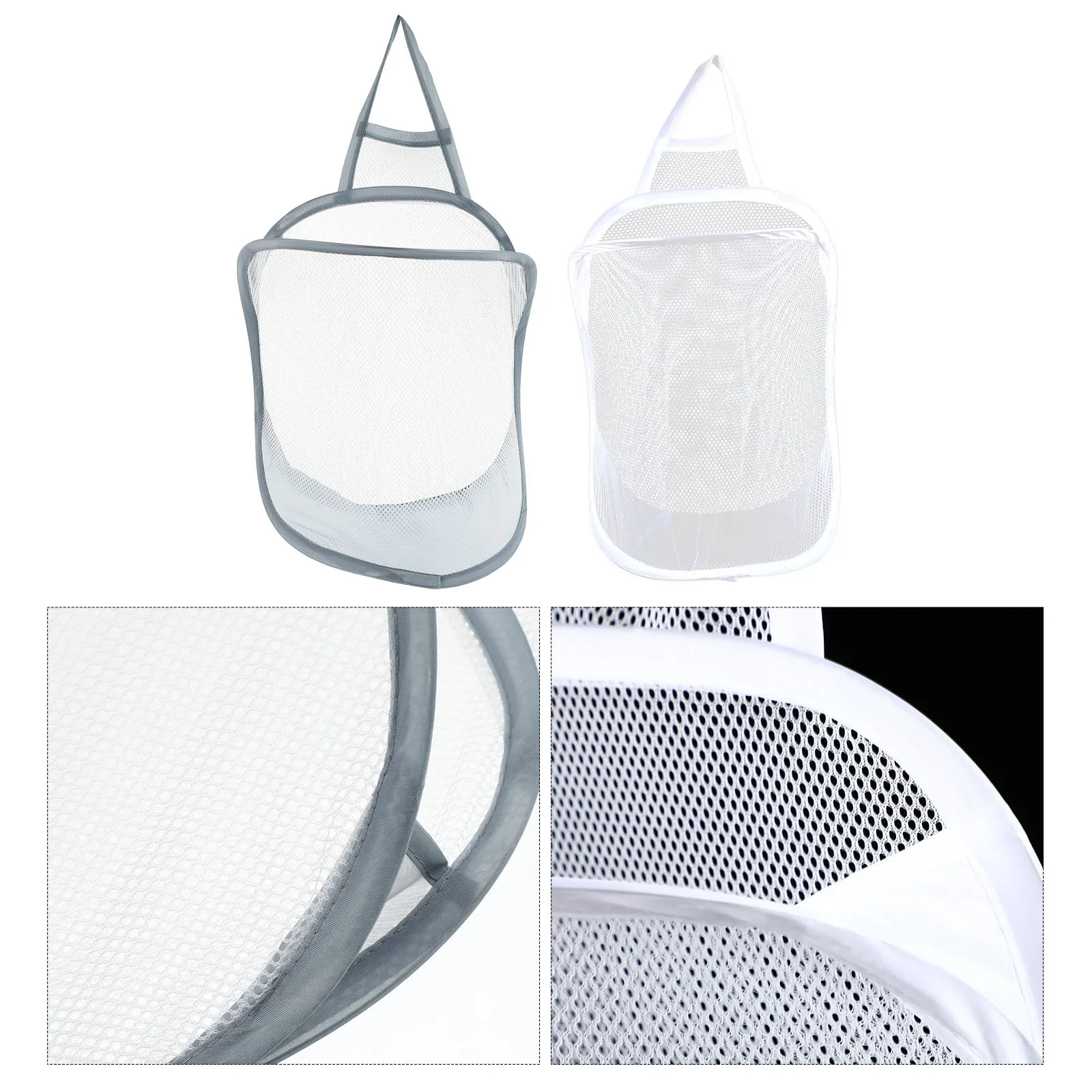 

2Pcs Foldable Hanging Laundry Basket Premium Nylon Material Breathable Easy Clean Storage for Home Bathroom Dirty Clothes Basket