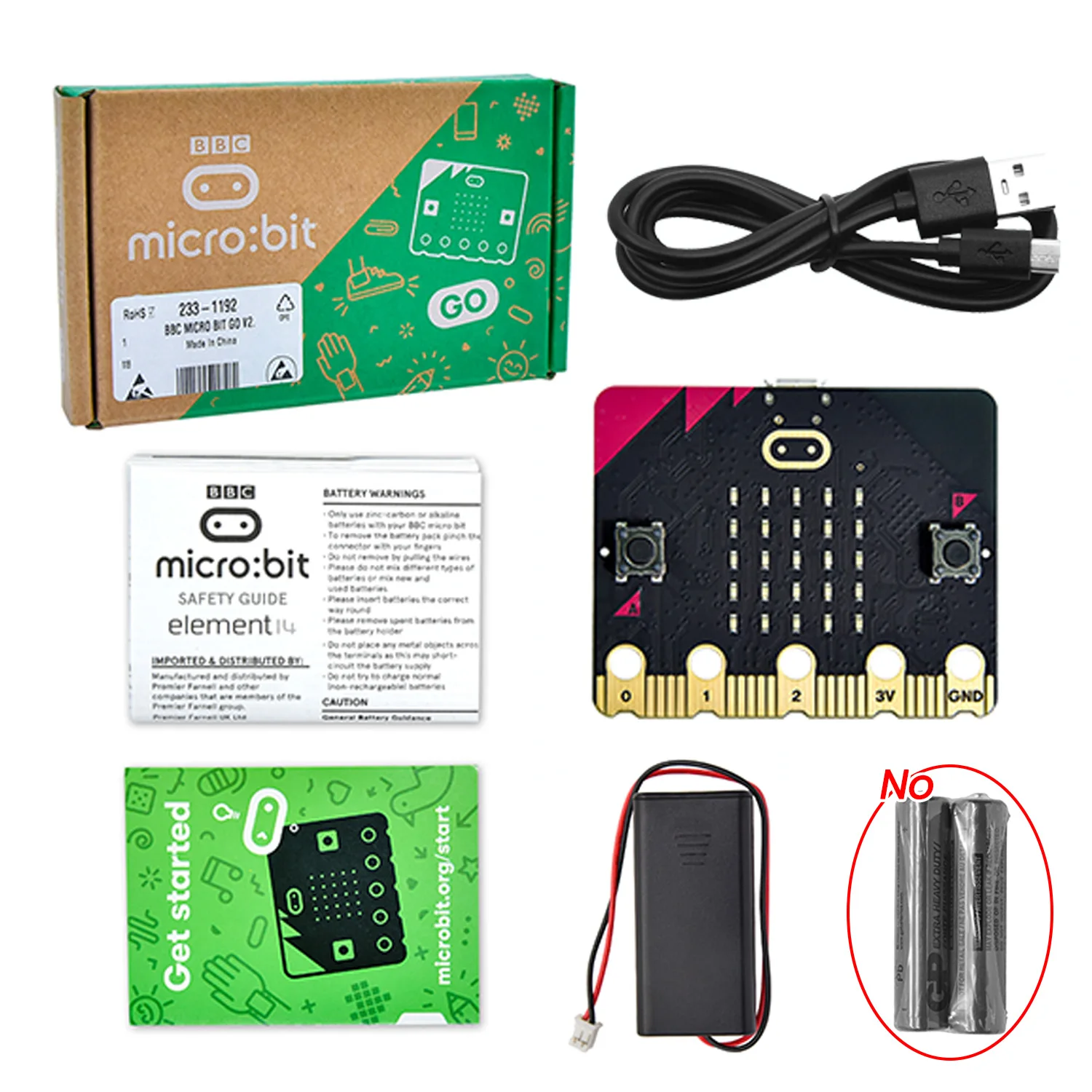 Originele BBC Micro Bit V2 Development Board Micro:Bit Go Kit & Case & Battey Houder Voor Kinderen STEM Onderwijs Python Programmering