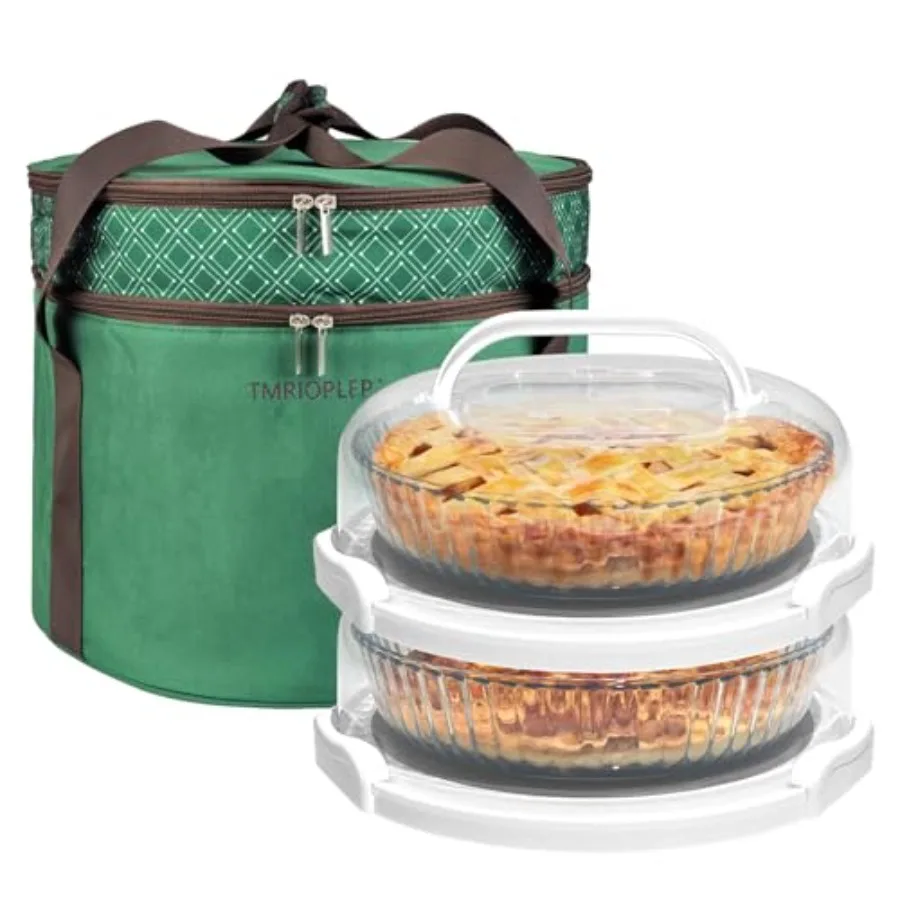 

Набор из 2 контейнеров для пирогов с крышками и ручками, для хранения кексов или пиццы, включает термосумки и термоизоляционные вкладыши.