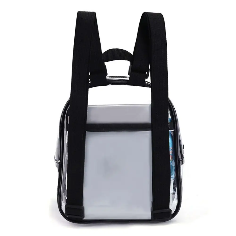 

Waterproof Transparent Backpack Large Capacity Korean Style Students School Bag Zipper Adjustable Shoulder Strap