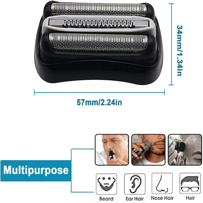 32B Replacement Head Foil & Cutter Compatible with Braun Series 3 shavers 32B 3000s, 3010s, 3040s, 3050cc, 3070cc, 3080s