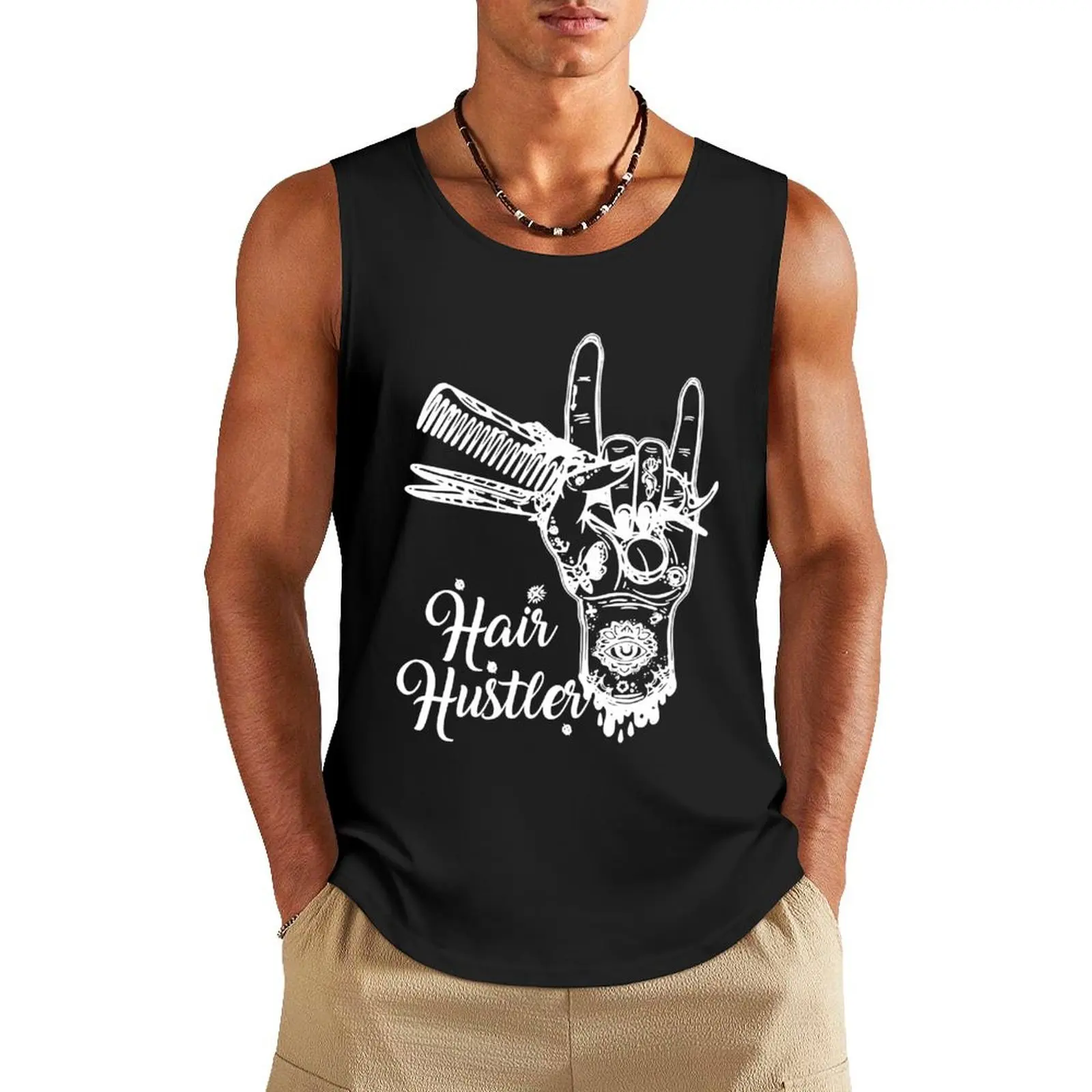 

Hairstylist Hairdresser Hair Hustler Tattoos Tank Top Gym man singlet for men Bodybuilding shirt sleeveless man shirts