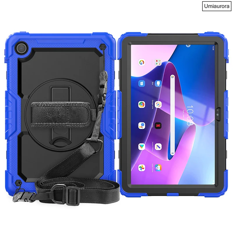 For Lenovo Tab M10 Plus 3rd Gen 10.6 inch TB128FU 10.1 TB328FU X306 M11 TB331FC Case Rotation Strap Stand Shockproof Armor Cover