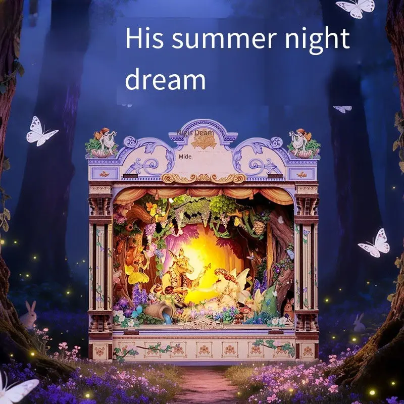 

DIY Wooden Book Nook Midsummer Night's Dream Theater Model,Enchanted Forest Stage Miniature Scene,Creative Gift & Desktop Decor