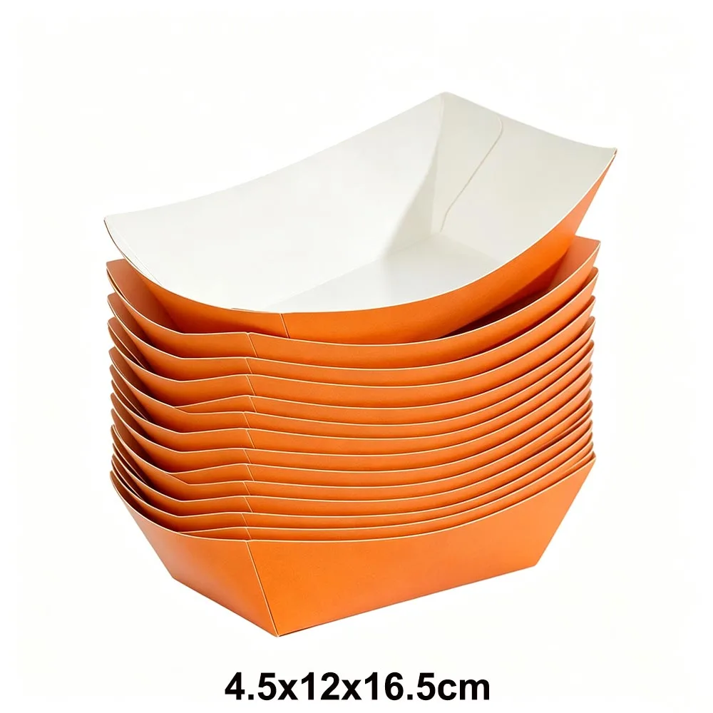 Einweg-Tischgeschirr Einfarbige Papier-Lebensmittelschale Snack-Box in Bootsform für Geburtstagsfeiern Babypartys Hochzeitsdekoration – Detail 5