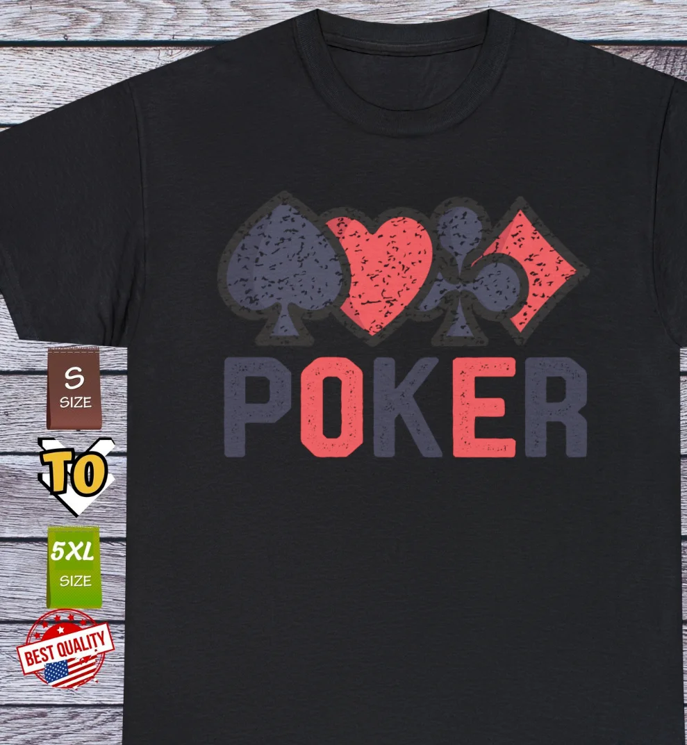 Las Vegas Gambler Poker T Shirt, Vintage Old School Casino Clothing Tee