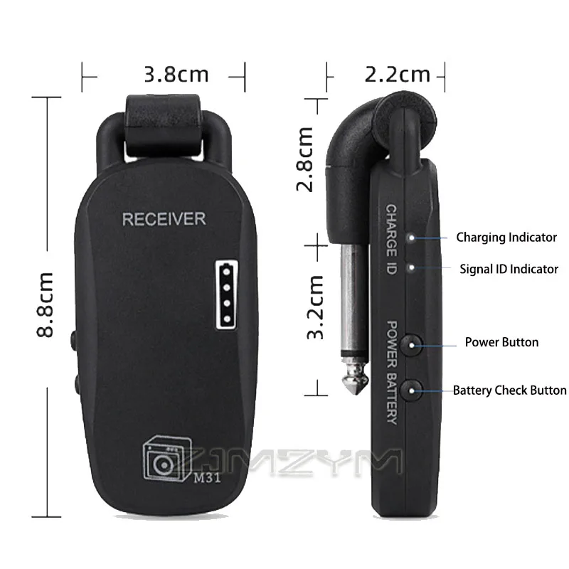 Wireless Guitar Transmitter Receiver Lossless Audio Wireless System 50M Transmission Rechargeable for Electric Guitar Bass view 4