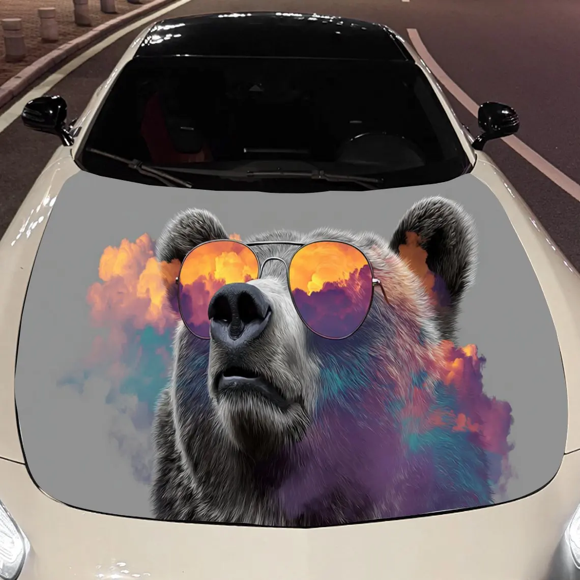 

Fashion Brown Bear print,car hood stickers,PVC waterproof Self adhesive car hood sticker,car hood decoration protection stickers