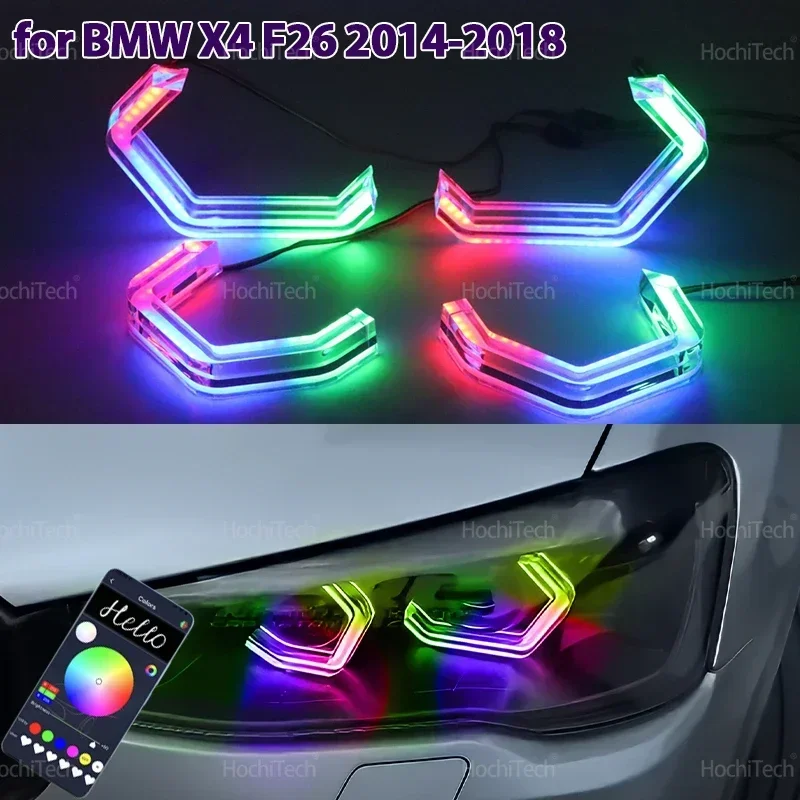 

Для BMW X4 F26 2014-2018 Высокое качество RGB M4 стиль Управление приложением с указателем поворота Динамический светодиодный кольцевой светильник «Ангельские глазки» DRL