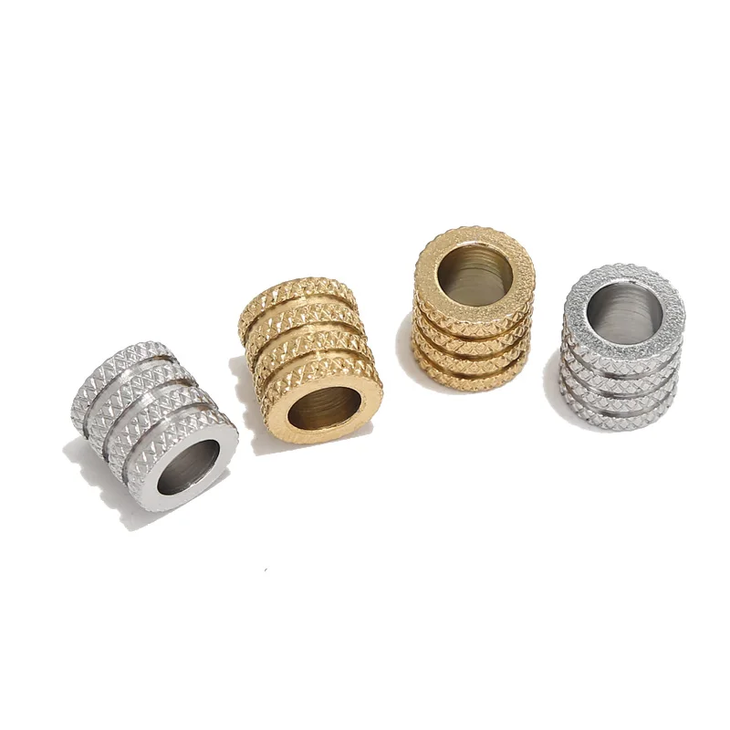 

20pcs Stainless Steel Gold Plated Cylindrical Loose Beads Grooved Tube Spacer Bead Connectors for DIY Jewelry Making Findings