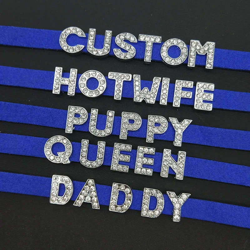 Rhinestone Letter DADDY QUEEN Personalized Custom Name Necklace for Women Fashion Leather Choker Collar DIY Cosplay Jewelry Gift