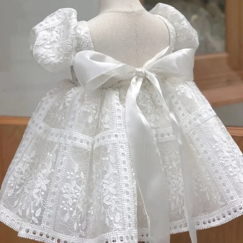 Girls' Elegant Dresses for Wedding Kid White Clothes Lace Gown 9M- 5 Years Birthday Party Baby Girl Princess Dress Flower