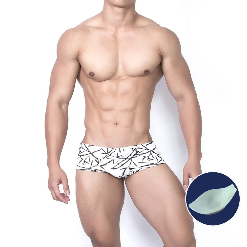 

Men Swim Wears With Push Pad Low Waist Swim Briefs Men's Swimming Trunks Bikini Sexy Swimsuit Waterproof Avoid Embarrassment