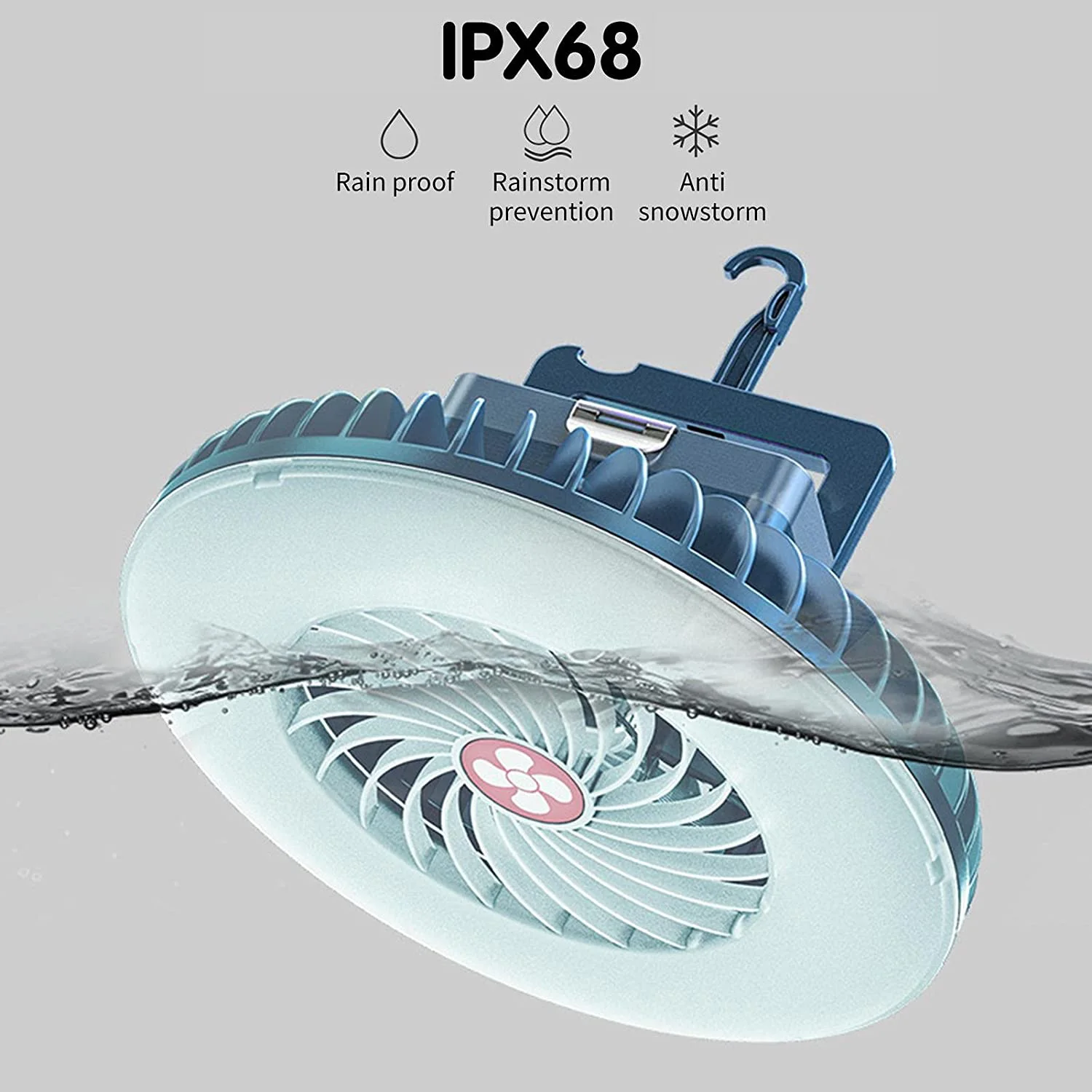 Camping Fan with LED USB Battery Operated Fan for Tent Car Emergency_BSH